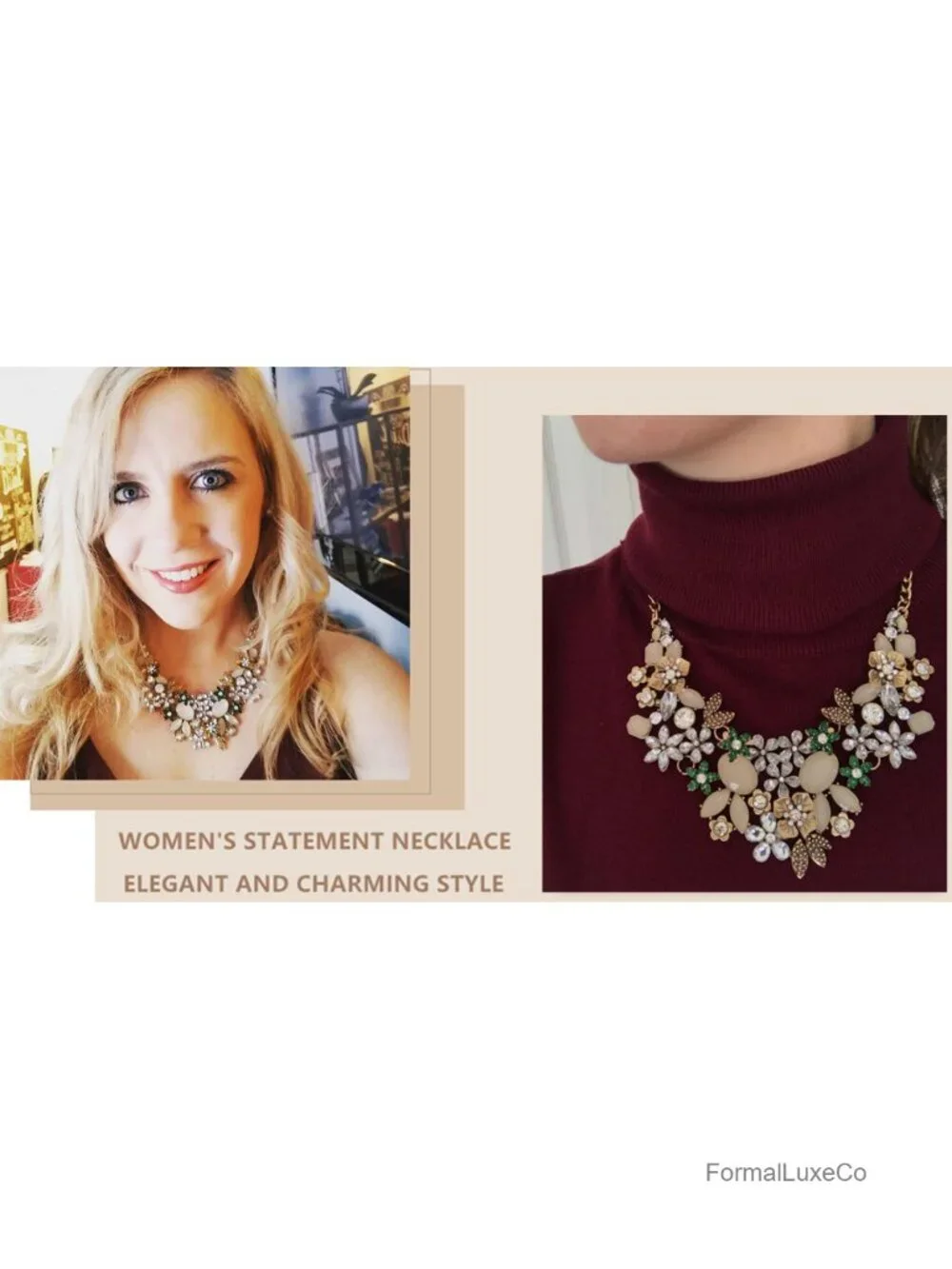 Floral Bib Statement Necklace Chunky Flower Necklace for Women